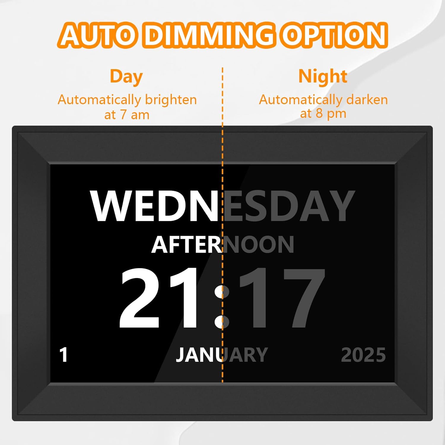 10.1" Touchscreen Digital Dementia Clock for Dad/Seniors, Extra Large Display, 40 Reminders, 64 Alarms, Auto-Dimming, Auto DST for Vision Impaired & Memory Loss(Black)