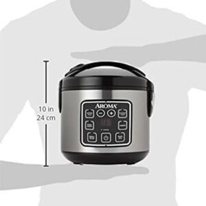 AROMA Digital Rice Cooker, 4-Cup (Uncooked) / 8-Cup (Cooked), Steamer, Grain Cooker, Multicooker, 2 Qt, Stainless Steel Exterior, ARC-914SBD
