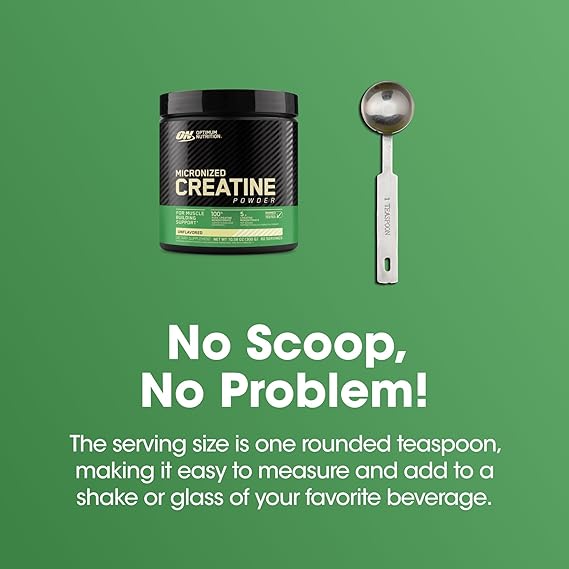 Optimum Nutrition Micronized Creatine Monohydrate Powder, Unflavored, 60 Servings, 300 Grams (Packaging May Vary)