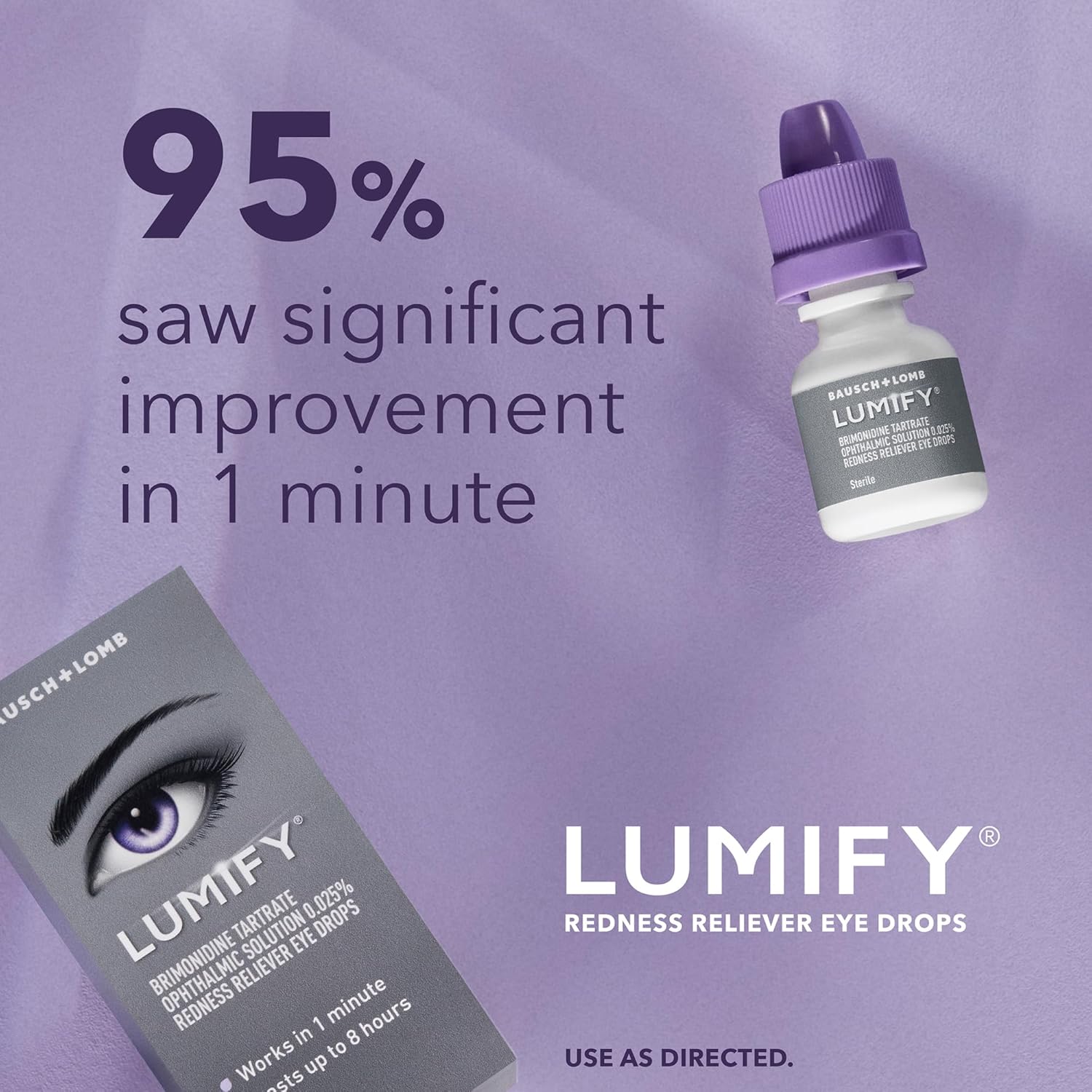 LUMIFY Eye Drops for Red Eyes, Redness Reliever for Brighter Looking Eyes, Works in 1 Minute & Lasts Up to 8 Hours, Eye Drops, 0.25 Fl Oz (7.5mL)