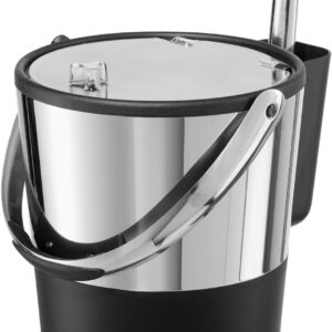 Oggi Insulated Ice Bucket, 4 Quart / 3.8 L, Stainless Steel, Black.