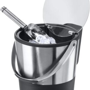 Oggi Insulated Ice Bucket, 4 Quart / 3.8 L, Stainless Steel, Black.