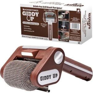 HorsePower Giddy Up Grill Cleaner AS-SEEN-ON-TV! – Cordless, Rechargeable BBQ Tool with 350 RPM Stainless Roller, LED Light – Patents Pending – From BulbHead, a Family-Owned American Brand