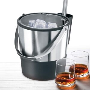Oggi Insulated Ice Bucket, 4 Quart / 3.8 L, Stainless Steel, Black.