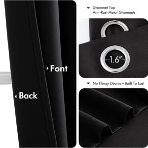MIULEE Black Blackout Curtains for Bedroom Living Room 84 Inches Long 2 Panels, Thermal Insulated Room Darkening Drapes Solid Grommet Top Noise Reduction Light Blocking Window Treatments 40x84 Inch