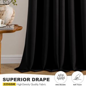 MIULEE Black Blackout Curtains for Bedroom Living Room 84 Inches Long 2 Panels, Thermal Insulated Room Darkening Drapes Solid Grommet Top Noise Reduction Light Blocking Window Treatments 40x84 Inch