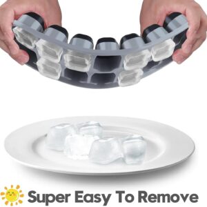 Ice Cube Tray 4 Pack, Easy-Release & Flexible 56 pcs Silicone Ice Cube Trays with Spill-Resistant Removable Lid, Stackable Ice Trays with Covers for Freezer, Cocktail