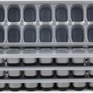 Ice Cube Tray 4 Pack, Easy-Release & Flexible 56 pcs Silicone Ice Cube Trays with Spill-Resistant Removable Lid, Stackable Ice Trays with Covers for Freezer, Cocktail