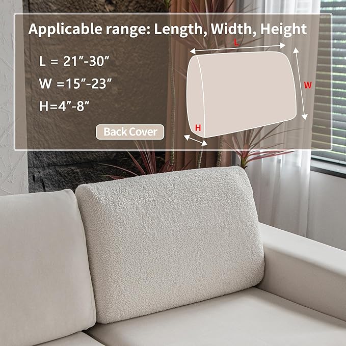 Couch Cushion Covers for Sectional Sofa, Stretch Soft Sofa Slipcovers Washable Wear-Resistant Universal Furniture Protector with Elastic Bottom (1 Piece Back Couch Cover, Ivory)