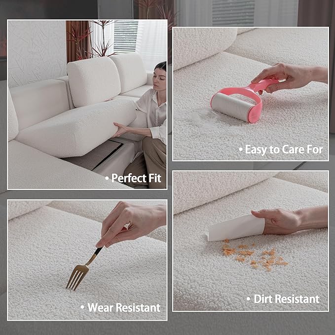 Couch Cushion Covers for Sectional Sofa, Stretch Soft Sofa Slipcovers Washable Wear-Resistant Universal Furniture Protector with Elastic Bottom (1 Piece Back Couch Cover, Ivory)