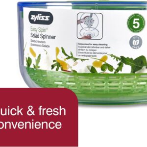 ZYLISS Easy Spin Salad Spinner, Large, Green, BPA Free