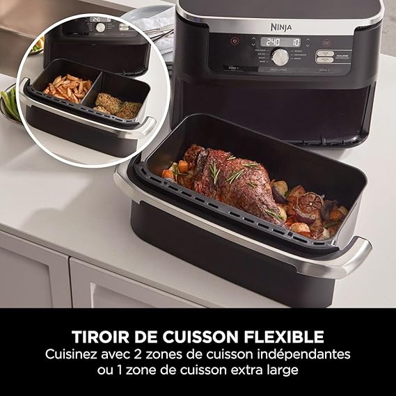 NINJA Foodi FlexDrawer Air Fryer, Dual Zone with Removable Divider, Large 10.4L Drawer, 7-in-1, Double Zone, Oil Free, Dishwasher Safe Nonstick Parts, Black AF500EU