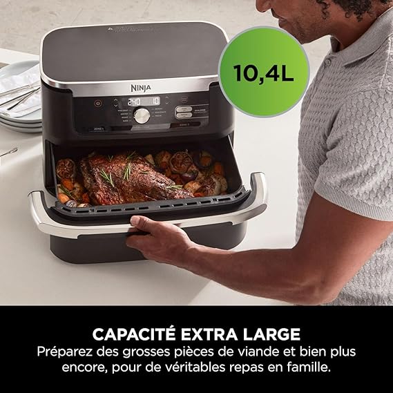NINJA Foodi FlexDrawer Air Fryer, Dual Zone with Removable Divider, Large 10.4L Drawer, 7-in-1, Double Zone, Oil Free, Dishwasher Safe Nonstick Parts, Black AF500EU