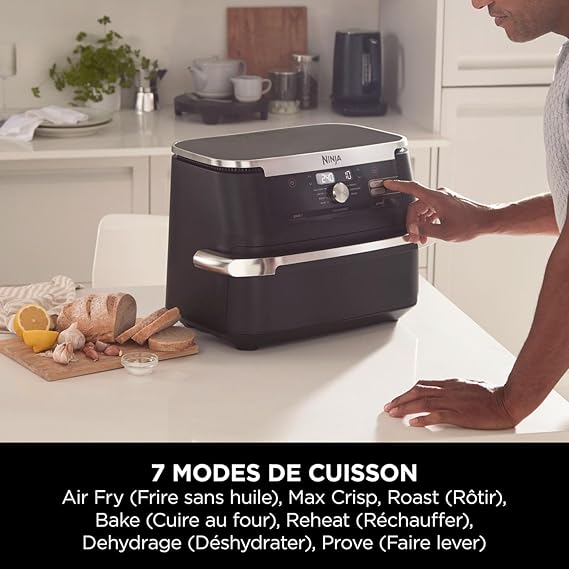 NINJA Foodi FlexDrawer Air Fryer, Dual Zone with Removable Divider, Large 10.4L Drawer, 7-in-1, Double Zone, Oil Free, Dishwasher Safe Nonstick Parts, Black AF500EU