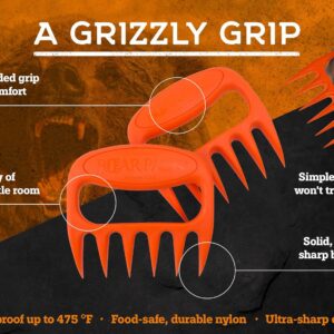 Bear Paws Meat Claws - The Original Meat Shredder Claws for Pulled Pork, USA Made - Easily Lift, Shred, Pull and Serve Pork, Chicken, Brisket and Turkey - Gift for Dad on Father's Day! (Orange)