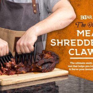 Bear Paws Meat Claws - The Original Meat Shredder Claws for Pulled Pork, USA Made - Easily Lift, Shred, Pull and Serve Pork, Chicken, Brisket and Turkey - Gift for Dad on Father's Day! (Orange)