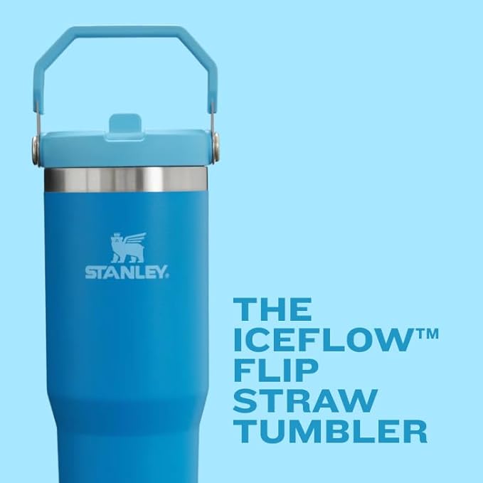 Stanley IceFlow Stainless Steel Tumbler - Vacuum Insulated Water Bottle for Home, Office or Car Reusable Cup with Straw Leak Resistant Flip Cold for 12 Hours or Iced for 2 Days, Black 2.0, 30oz
