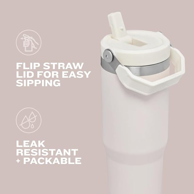 Stanley IceFlow Stainless Steel Tumbler - Vacuum Insulated Water Bottle for Home, Office or Car Reusable Cup with Straw Leak Resistant Flip Cold for 12 Hours or Iced for 2 Days, Black 2.0, 30oz