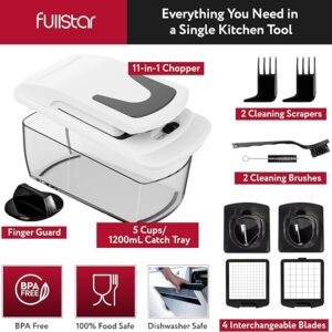 Fullstar Vegetable Chopper and Spiralizer - Food Chopper with Container, Fruit Slicer, Kitchen Gadgets & Accessories, Home Essentials (4 in 1, White)