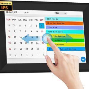 10.1" Touchscreen Digital Dementia Clock for Dad/Seniors, Extra Large Display, 40 Reminders, 64 Alarms, Auto-Dimming, Auto DST for Vision Impaired & Memory Loss(Black)