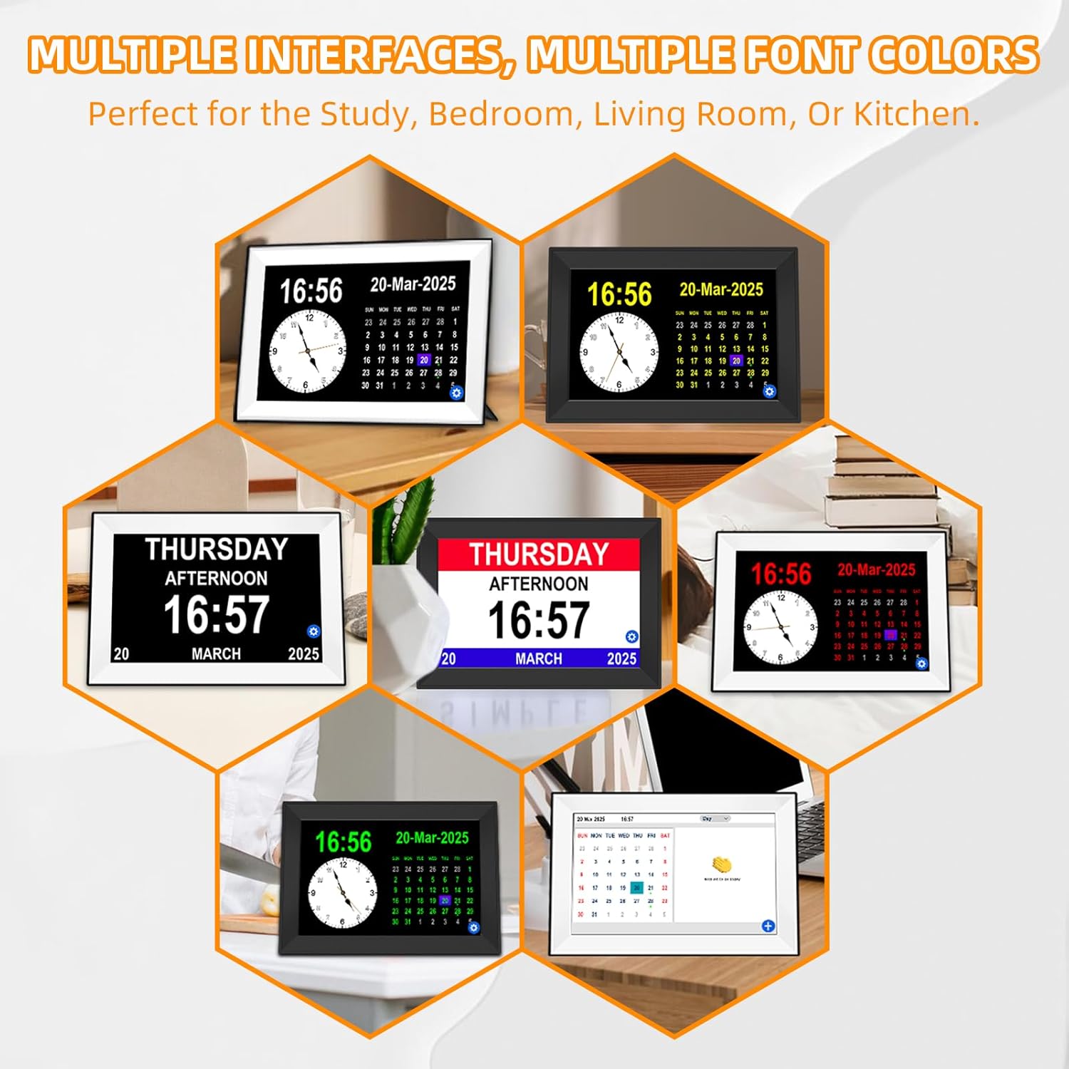 10.1" Touchscreen Digital Dementia Clock for Dad/Seniors, Extra Large Display, 40 Reminders, 64 Alarms, Auto-Dimming, Auto DST for Vision Impaired & Memory Loss(Black)