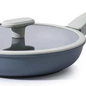 Nonstick Ceramic Frying Pan with Lid, Non Toxic Skillet, Healthy Egg & Omelet & Chef's Pan, PTFE PFOA & PFAS Free, Induction Compatible (8Inch W/L)