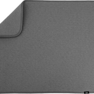 S&T INC. Dish Drying Mat XL, 18” x 24”, Absorbent Microfiber Kitchen Counter Mat, Dish Drying Pad for Dishes, Utensils, Pots and Pans, Extra Large, Charcoal